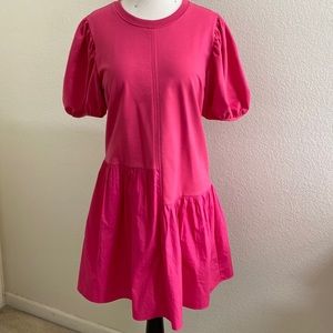 English Factory Vibrant Hot Pink Mixed Media Dress Medium